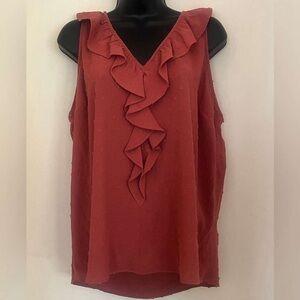 Women's Ruffled Sleeveless Top - Rust